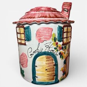 Vintage Italian pottery 'Cookie House' Cookie jar Italy RARE Grandma's house *se